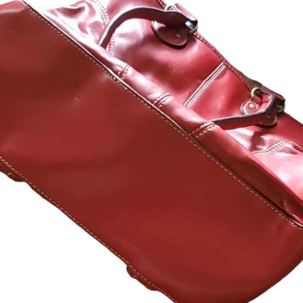 BIG ROOMY Cranberry Red Handbag Vegan Leather Purse Bag - Picture 9 of 12